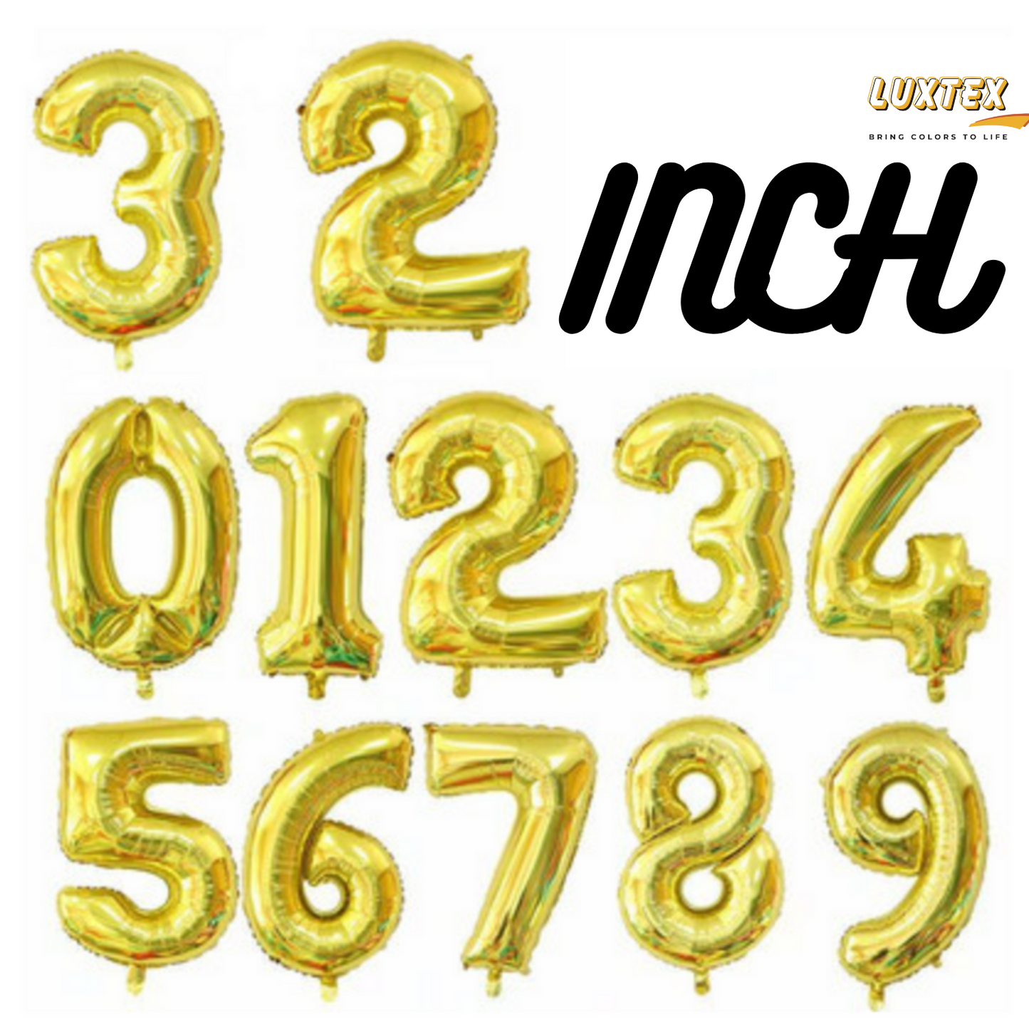 Luxtex 32 Inch Number Foil Balloon 0-9, Wallpaper Gold