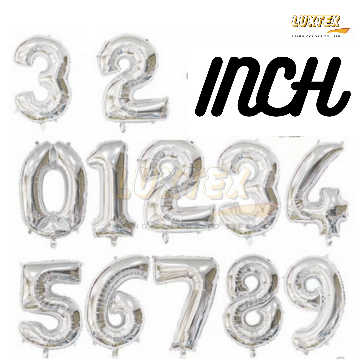 Luxtex 32 Inch Number Foil Balloon 0-9, Wallpaper Silver