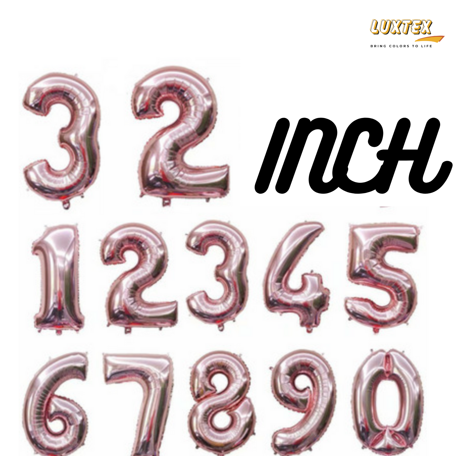 Luxtex 32 Inch Number Foil Balloon 0-9, Wallpaper Rose Gold