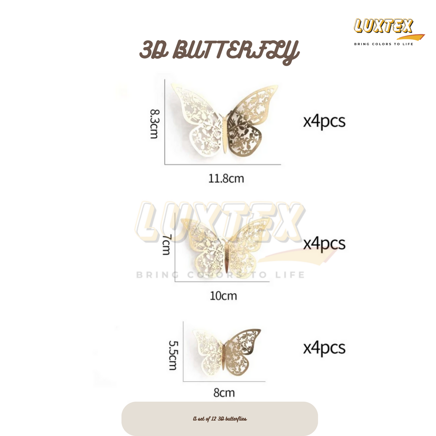 3D Butterfly, Size